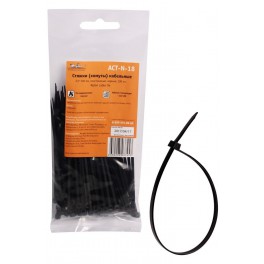 Стяжки (хомуты) кабельные 2,5*100 мм, пластиковые, черные, 100 шт.(ACT-N-18) ACT-N-18
