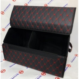 Автомобильный 3D органайзер, чёрный/красная нить, экокожа, размер M (50*30*30 см.), объём 40 литров, BOX120M