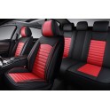 Авточехлы 5D MERIDIAN, комплект 4 шт., чёрный/красный, экокожа, закрытая спинка, карман, 1/5, MID120 MID1200