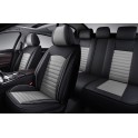 Авточехлы 5D MERIDIAN, комплект 4 шт., чёрный/серый, экокожа, закрытая спинка, карман, 1/5, MID1400 MID1400