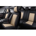 Авточехлы 5D MERIDIAN, комплект 4 шт., чёрный/бежевый, экокожа, закрытая спинка, карман, 1/5, MID160 MID1600