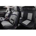 Авточехлы 5D UNIQUE, комплект 4 шт., чёрный/серый, экокожа/оксфорд, закрытая спинка, карман, поддерж UNI1400