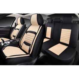 Авточехлы 5D UNIQUE, комплект 4 шт., чёрный/бежевый, экокожа/оксфорд, закрытая спинка, карман, подде UNI1600 Авточехлы 5D UNIQUE, комплект 4 шт., чёрный/бежевый, экокожа/оксфорд, закрытая спинка, карман, подде UNI1600