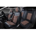 Каркасная накидка PRESTIGE, комплект 4 шт., чёрный/коричневый, экокожа/букле, закрытая спинка, карман, боковая поддержка спины, 
