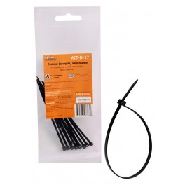 Стяжки (хомуты) кабельные 2,5*100 мм, пластиковые, черные, 10 шт. ACT-N-17